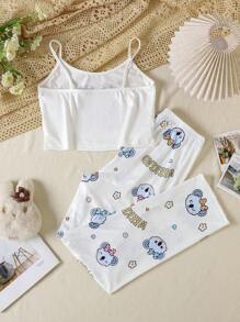 2 件套女孩卡通考拉和心形图案睡衣套装 - 彩色 - 查看 2