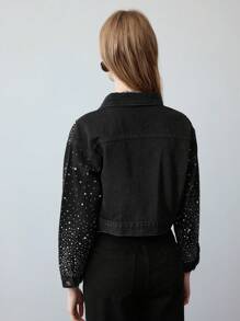 MOTF STUDIO 水钻细节宽松牛仔夹克 - 灰色 - 查看 3