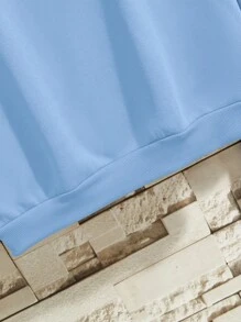 Manfinity Dauomo 男士圆领长袖字母图案休闲套头衫，秋季 - 藍色 - 查看 3