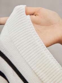 AKNOTIC Party Men's Loose Knit Casual Sweater, Suitable For Summer - Black and White - View 7