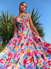 Travachic 度假休闲印花吊带裙、休闲度假装、度假夏季沙滩装、女士连衣裙、女士度假装 - 彩色 - 查看 5