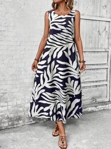 EMERY ROSE 女式复古花卉印花长款休闲夏季连衣裙 - 彩色 - 查看 6