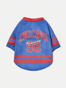 PETSIN 1pc Pet Dog/Cat Blue Chicago 98 Number & Letter Print Jersey, Stylish Casual Breathable Comfortable Sports T-Shirt