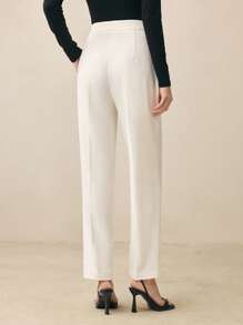 BizChic Women's White Non-Matching Metal Buckle Design Business Pants, Spring & Summer - Apricot - View 3