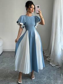 Modelyn 女士混纺面料收腰 A 字形连衣裙