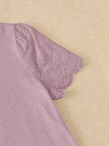 Rusticease Women's Schiffy Sleeve Solid Color T-Shirt - Dusty Purple - View 6