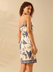 CAJUNI Rochie de damă, boho, tropicală, cu imprimeu floral, fără mâneci, ocazională, pentru vacanță de vară - Multicolor - Vizualizare 2