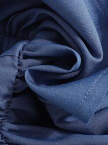 2 件装女婴牛仔效果无袖上衣，带叶子印花和荷叶边下摆，可爱休闲时尚，可搭配牛仔裤、裤子或裙子，夏季新品 - 彩色 - 查看 5