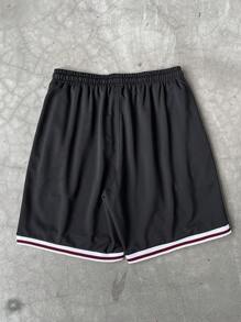 Manfinity Campus Court 男式撞色字母数字印花抽绳腰短裤