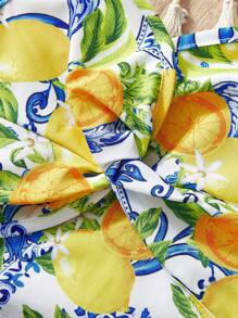 Travachic KIDS 女婴柠檬印花无袖短款上衣和迷你裙套装，夏季度假 - 彩色 - 查看 3