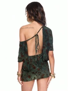 ROMWE Grunge Punk Boho Vintage Holiday Leopard Print Ombre Backless Halter Split Hem Mini Bodycon Dress For Women - Multicolor - View 3