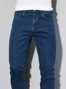 Manfinity Homme Men's Pocket Slim Casual Versatile Jeans - Medium Wash - View 8