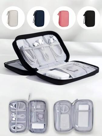 1pc Waterproof Electronic Storage Bag ,Multi-Layer Fixed Storage Bag,Multi-Zipper Portable Storage Bag- Perfect For U Disks, Hard Disks, Headphones,Boho Vibes