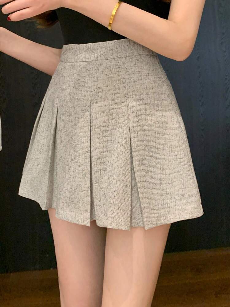 Teen Girl's Casual Minimalist Side Zipper Pleated Mini Skirt, Summer