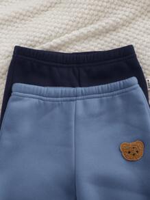 SHEIN Conjunto de 4 piezas de sudadera y pantalones con diseño lindo de oso de dibujos animados para bebé niña recién nacido para otoño/invierno - Multicolor - Ver 6