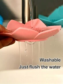 Estante para almacenar jabón con diseño de loto, caja de jabón creativa, caja de jabón para el baño, caja de jabón para estudiantes sin necesidad de taladrar, decoración de baño para el hogar en verano