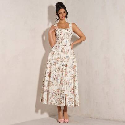 여름 휴가 데이트 여행 드레스 발렌타인 데이 드레스 작은 플로럴 드레스 피크닉 드레스 우아한 드레스 여성용 여름 의상/봄옷/발렌타인 데이 의상/카니발/해변 휴가 의상