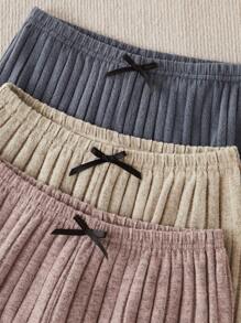 SHEIN 3 件套蝴蝶结装饰罗纹吊带背心和裤子睡衣套装，舒适 - 彩色 - 查看 6