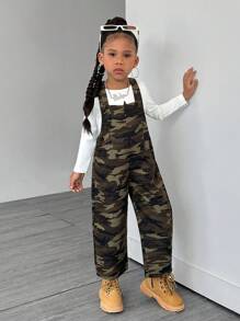 SHEIN Young/Toddler Girls' Casual Autumn Jumpsuit, Suitable For Everyday Wear