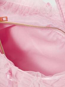 ROMWE Kawaii 可爱蕾丝边蝴蝶结装饰女士手提包粉色