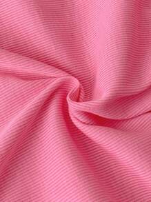 SHEIN LMoss Kids 2 件套年轻女孩纯色圆领修身休闲 T 恤