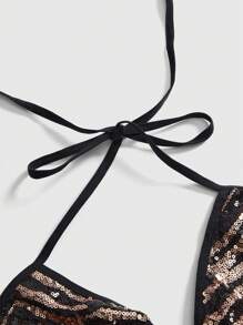 ROMWE J-Fashion Y2K Retro Party Festival Shiny Sequin Zebra Print Wireless Bralette With Criss-Cross Straps - Multicolor - View 4