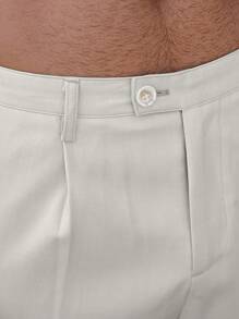 Manfinity Homme 男士纯色前扣口袋休闲短裤（夏季款） - 杏色 - 查看 4