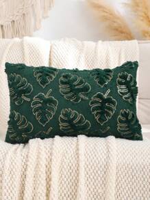 金色亮片刺绣毛绒龟背竹叶绗缝垫套