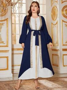 Al Najma Robe décontractée de tous les jours en style simple, manches longues, grande taille