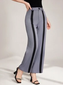 Modelyn 女式纯色前扣休闲裤，简约风格，适合日常穿着 - 彩色 - 查看 3