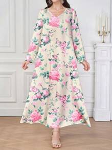 Al Najma Váy Jalabiya in họa tiết đơn giản phong cách Ả Rập cho nữ, trang phục hàng ngày, váy dài kín đáo - Nhiều màu - Xem 1