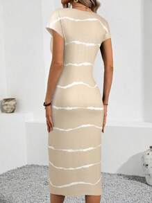 SHEIN LUNE Women Simple Casual Everyday Dress - Khaki - View 2