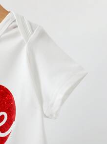 SHEIN 2pcs/Set Baby Boys Cute Heart Print Bodysuit, Spring/Summer For Valentine's Day