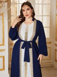 Al Najma Robe décontractée de tous les jours en style simple, manches longues, grande taille