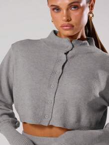 MUSERA Suéter con botones tejido para un brunch casual y elegante de primavera - Gris Claro - Ver 5