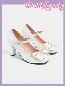 Dola Lovely Women's Black & White Mary Jane Pumps With Classic Vintage Lolita Lace Design