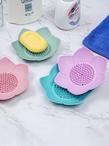 Estante para almacenar jabón con diseño de loto, caja de jabón creativa, caja de jabón para el baño, caja de jabón para estudiantes sin necesidad de taladrar, decoración de baño para el hogar en verano