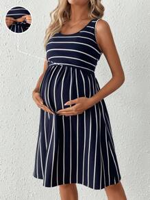 SHEIN Top con tirantes a rayas para embarazo y lactancia, ropa de uso diario informal