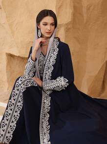 Al Najma 2 件套高端花卉蕾丝拼接奢华女士连衣裙套装，朴素