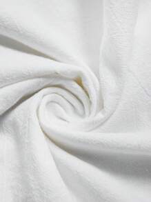 SHEIN LUNE 度假宽松刺绣镂空泡泡袖女士衬衫 - 白色 - 查看 6