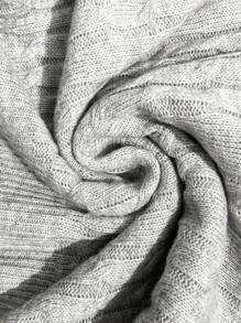 SHEIN Privé Plus Size Elegant Commute Workplace Intelligent High-End Venue Afternoon Tea Slightly Sexy Date Concert Party Round Neck Chest Bow Decor Cable Knitted Short Sleeve A-Line Academy Style Dress - Grey - View 11