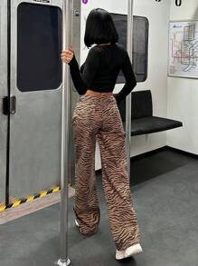 EURMUSE 女士高腰阔腿牛仔裤 ZEBRA - 彩色 - 查看 2