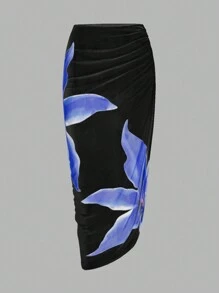 Swim Oasis 2pcs/Set Women 2025 Floral Print Camisole One-Piece Swimsuit With Cover-Up Skirt For Beach Holiday Summer - Multicolor - View 4