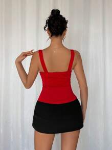 Chiquease 1pc Women's Solid Color Hollow Out Waist Strap Fashionable Tank Top - White - View 2