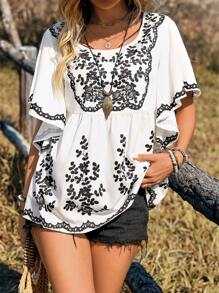 EMERY ROSE 女式 2025 新款数码印花休闲衬衫 - 白色 - 查看 5