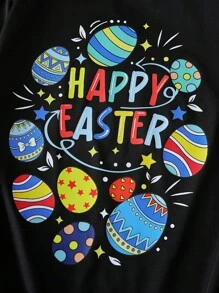 Tween Girl Casual Easter Bunny Flower & Easter Egg Letter Print T-Shirt Set - Multicolor - View 4