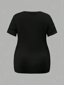 SHEIN Top ajustado de manga corta con escote en V para maternidad, uso casual diario - Blanco y Negro - Ver 5