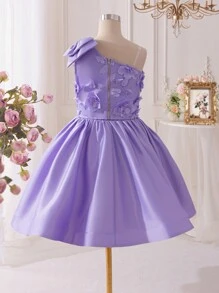 SHEIN Leap Crew Tween Girls 蝴蝶结点缀衬衫和裙子 2 件套 - 紫色 - 查看 12