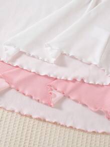 2pcs/Pack Girls Lash Print Heart Pattern Soft Round Neck Short Sleeve Long Nightgown Loungewear - Pink - View 6