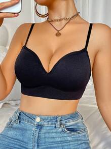 1 Áo ngực không dây liền mạch cho nữ, thời trang tối giản, mặc thường ngày - màu đen - Xem 3